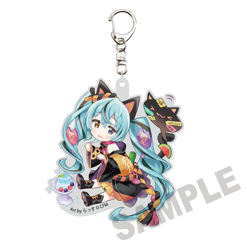 『初音ミク×招き猫』ダイカットアクリルキーホルダー 初音ミク黒猫 Art by らっす